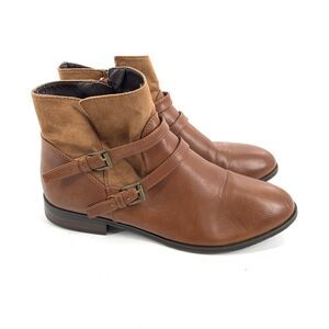 Dirty Laundry Fay Faux Leather Ankle Booties 8.5 Womens Brown Academia Low Boots